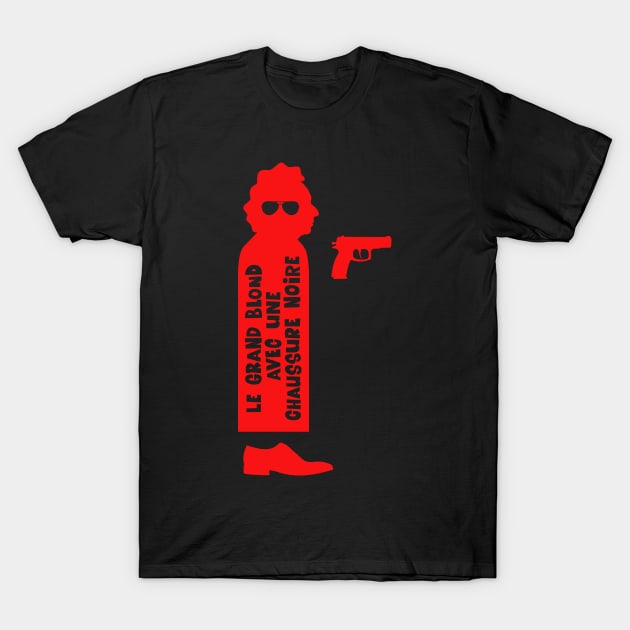 Pierre Richard silhouette- Typo & Gun T-Shirt by Boogosh